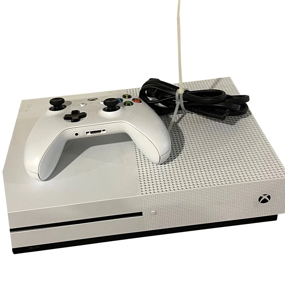 Microsoft Xbox One‎ S Console Model 1681 White Gaming Bundle Controller Cables